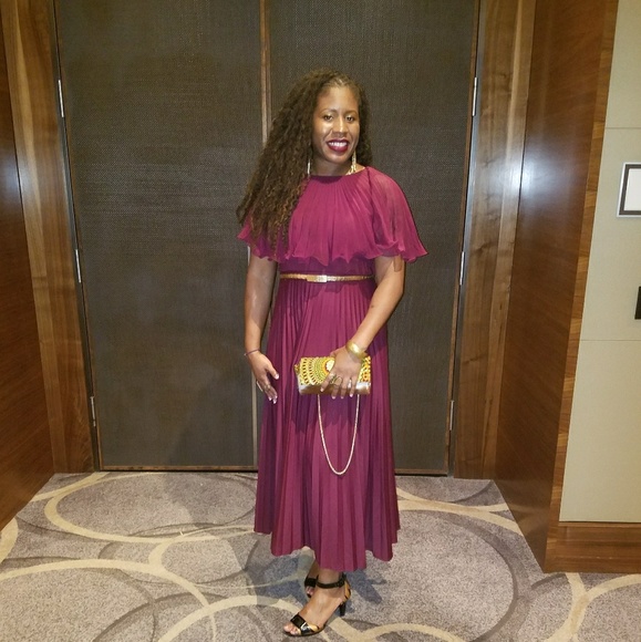 Ruby wine chiffon maxi gown vintage sz US 18 (14) - Picture 1 of 7